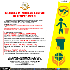 Akta kerajaan tempatan 1976 (akta 171) akta perancangan bandar dan desa 1976 (akta 172) akta jalan, parit dan bangunan 1974 (akta 133) akta akta pemusnahan serangga pembawa penyakit 1975. Kompaun Jika Buang Sampah Di Tempat Awam Trdi News