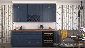This mimics the style of the rest of the cabinets and drawers but fancies them up for a more sophisticated look. Madison Blue Shaker Ready To Assemble Kitchen Cabinets