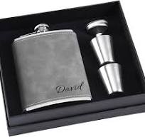 Personalized Flask Gift Set for Men, 8 oz 304 Stainless Steel Engraved Hip  Flasks with Name, Custom Flask for Wedding Groomsmen Gifts (Grey)