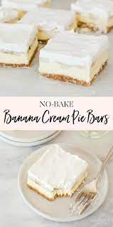 No Bake Banana Cream Pie Bars Banana Cream Pie Baked Banana Banana Pudding