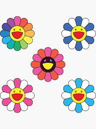 His iconic flower character has been seen in galleries and homes all over the world, and this 60cm rainbow flower plush is an affordable way to own a piece from . Takashi Murakami Happy Flower 5 Pack Sticker By Edvinp Hippie Painting Art Collage Wall Murakami Flower