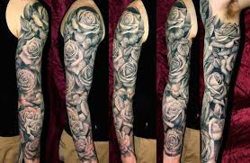 Roses Full Sleeve Black And Gray Tattoo Rose Tattoo Sleeve Flower Tattoo Sleeve Floral Tattoo Sleeve