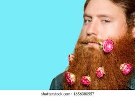Ein bärtiger Mann mit verziertem Bart Stockfoto 1046238709