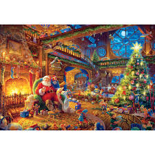 Dad, mom, the kids and even the dogs have enjoyed the day at steven's toyshop and are ready to head home with their colorfully wrapped packages. Thomas Kinkade Disney Puzzle 2000