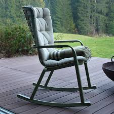 This rocker is crafted of birch wood, in a natural finish, and a 100% polyester. Fia Agave Green Garden Recliner Rocking Chair