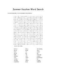 All star activities vacation word search answer key. Summer Vacation Word Search For Grades 4 Through 12 By Shirley Spalding