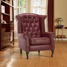 Leather Wing Back Fireside Chair Armchair With Buttons Burgundy Fireside Chairs Upholstery Fabric For Chairs White Dining Chairs