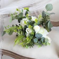 Wedding Bouquet Artificial Flower Bouquet The White Greenery Etsy Wedding Bouquets Flower Bouquet Wedding Artificial Wedding Bouquets