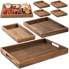• a mirror tray or a silver tray is a sophisticated way to serve treats to guests. Coffee Table Butler More Set Of 7 Nesting Multipurpose Trays Light Sturdy Paulownia Wood For Breakfast Large Small And Mini Medium Rustic Wooden Serving Trays With Handle Kitchen Dining Serveware