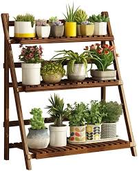 Wooden flower plant display stand multi tier wood shelf storage rack home garden. Flower Pot Stand Indoor 3 Tier Folding Wooden Plant Stand Wood Organizer Flower Pot Stand Plant Display Shelf Rack Ladder Garden Indoors Outdoors Size 83cm X90cm Dark T Shirt
