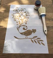 Love Bird On Branch Stencil Large A3 Size Etsy Bird Stencil Bird Wall Art Bird On Branch