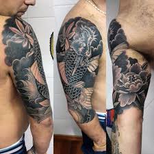 The inspirational best red and blue koi tattoos for on your sleeve, arm or thigh. Half Sleeve Koi Fish Tattoo Designs For Men Hairsyle Men