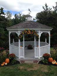 Pin By Pam Conkle On Wedding Flower Ideas Gazebo Decorations Gazebo Wedding Decorations Fall Outdoor