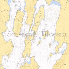 Vermont North Hero Lake Champlain Nautical Chart Decor