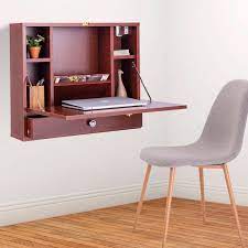 Clever use of mechanics provides an extendable desk surface that rotates outwardly revealing items hidden inside the desk. Wall Mounted Folding Laptop Desk Hideaway Storage With Drawer In 2021 Desks For Small Spaces Office Desk Designs Wall Mounted Computer Desk