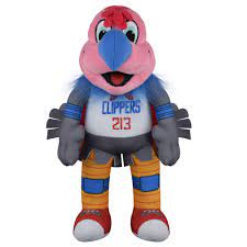 Los angeles clippers owner steve ballmer, left, celebrates after dunking a basketball after introducing their new mascot, a california condor named chuck, right. Bleacher Creatures Los Angeles Clippers Chuck 10 Mascot Plush Figure