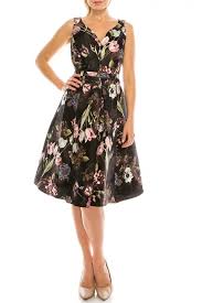 Black A Line Cocktail Dress Gabby Skye 57453mg Floral Print V Neck A Line Cocktail Dress In 2020 A Line Cocktail Dress Dresses Black Prom Dresses