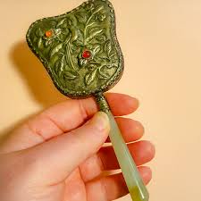 Check spelling or type a new query. Mirror Silver Jade Handle Antique Gem Studded Remember Krishna