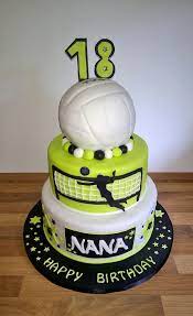 A tennis court themed cake. Volleyball Torte Volleyball Cakes Cute Desserts Torte
