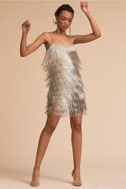 Bhldn S Della Dress In Silver Fancy Dresses Fringe Dress Retro Dress