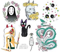 You Wonderful Moon Ray Gillotto Studio Ghibli Flash Tattoos 1 Studio Ghibli Tattoo Ghibli Tattoo Studio Ghibli Art