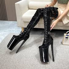 Wholesale Hak Tinggi Super 26Cm Sepatu Bot Wanita Seksi Hak Tinggi Penari  Tiang Stripper Sepatu Gothic Platform Bertali Fetish Paha Sepatu Bertali  From m.alibaba.com