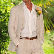 I 5 look migliori per un matrimonio estivo Abiti Da Uomo In Lino Beige Per Matrimonio Estivo Da Spiaggia Set Da 2 Pezzi Cappotto Italiano Giacca Con Pantaloni Smoking Da Sposo Su Misura Moda Maschile Suits Aliexpress