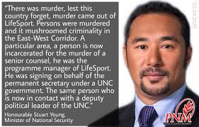 In his contribution Young said there is an influx of illegal guns in T&T  because the People's Partnership Government dismantled security equipment  at the Piarco International airport, “annihilated” assets of the coastguard
