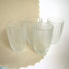 Clear Glass Drinking Glasses Set Of 4 Shell Pattern Juice Glasses 10 Oz Tumblers Tableware Fine Di Glass Drinking Glasses Clear Glass Vintage Housewares