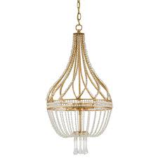 Currey And Company Empire Crystal Chandelier Antique Gold Scenario Home