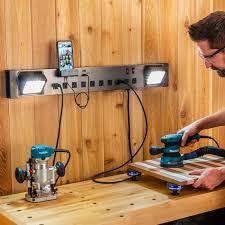 Volt King 10 Outlet Heavy Duty Power Station With 2 Usb Ports And Led Worklights Heavy Duty Work Bench Workbench Light Cool Lighting