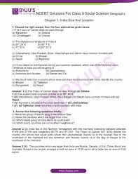 Ncert Solutions Class 9 Social Studies Geography Chapter 1 India Size And Location In 2020 Social Science Geography Chapter