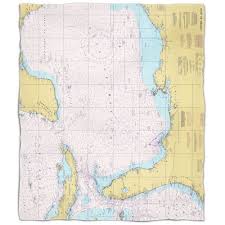 Island Girl Gulf Of Mexico Nautical Chart Fleece Throw Blanket
