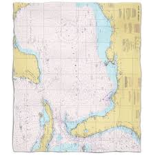 island girl gulf of mexico nautical chart fleece throw blanket