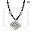 Glass beaded necklace with dhokra pendant