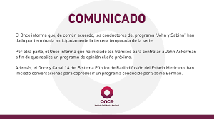 Book your first class now! Se Acabo En Medio De La Polemica Canal Once Anuncio El Final Abrupto Del Programa De John Ackerman Y Sabina Berman Infobae