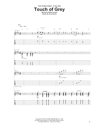 Chords, lead sheet, tablature and lyrics included. Touch Of Grey Guitar Tab Print Sheet Music Now