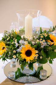 Sunflower And Delphinium Wedding Table Centre Sunflower Wedding Centerpieces Sunflower Centerpieces Elegant Wedding Centerpiece