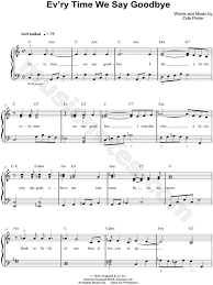Cole Porter Ev Ry Time We Say Goodbye Sheet Music Easy Piano In C Major Transposable Download Print Sheet Music Easy Piano Teaching Music