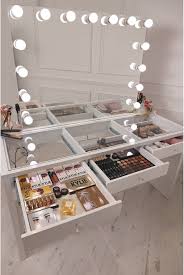 Crisp White Finish Slaystation Make Up Vanity With Premium Storage Three Spacious Drawers Encrusted With Dia Diy Vanity Mirror Makeup Table Vanity Beauty Room
