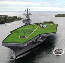 Golf course on a giant aircraft carrier