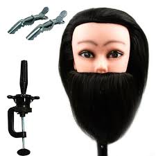 Male Human Hair Beard Mannequin Head Cosmetology Barber Hairdresser  Training Doll Manikin