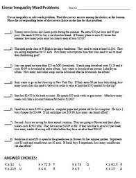 Inequality Word Problems Self Checking Worksheet Inequality Word Problems Word Problems Linear Inequalities
