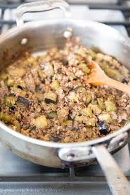 In a large skillet, combine the ground lamb, carrots, onion, salt, and pepper. Ground Lamb Eggplant Tomato Skillet The Healthy Foodie