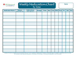 Weekly Medication Chart With 12 Time Slots Medicine