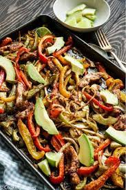 This paleo whole30 chicken fajita bake is where all the things collide! Sheet Pan Chicken Fajitas Whole30 Paleo Cooking Curries