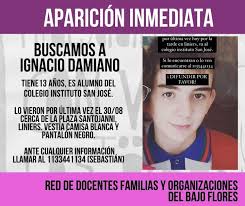 Apareció ignacio damiano, el nene de 13 años que había desaparecido este lunes 30 de agosto cuando se dirigía a su escuela en liniers. Qvpykjtnr10jym