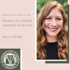 Congratulations to Darcey Ethridge our Marietta City Schools Counselor of  the Year! We are so grateful for everything you do for our students.