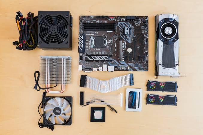 pc parts laid out
