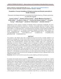 Contrôle technique d'une voiture particulière. Pdf Evaluation Of Oocyst Shedding Of Eimeria Maxima And Eimeria Acervulina In Broiler Chickens